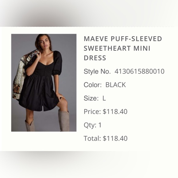MAEVE PUFF-SLEEVED SWEETHEART MINI DRESS Size L - Picture 7 of 7